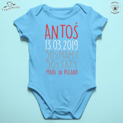 BODY Z NADRUKIEM IMIĘ DATA URODZENIA 50%MAMY50%TATY MADE IN POLAND