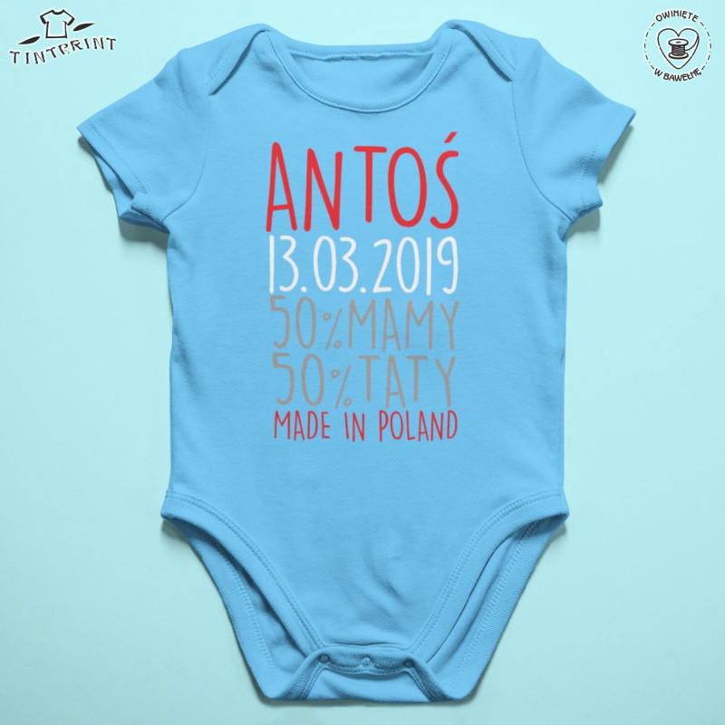 BODY Z NADRUKIEM IMIĘ DATA URODZENIA 50%MAMY50%TATY MADE IN POLAND