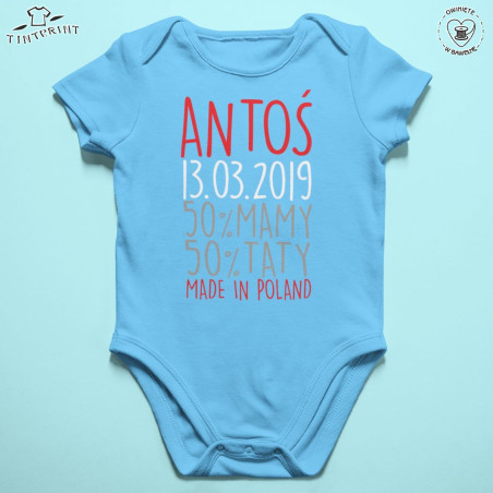 BODY Z NADRUKIEM IMIĘ DATA URODZENIA 50%MAMY50%TATY MADE IN POLAND