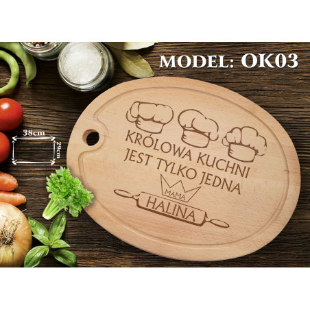 deska z grawerem  KRÓLOWA KUCHNI JEST TYLKO JEDNA MAMA (IMIĘ)