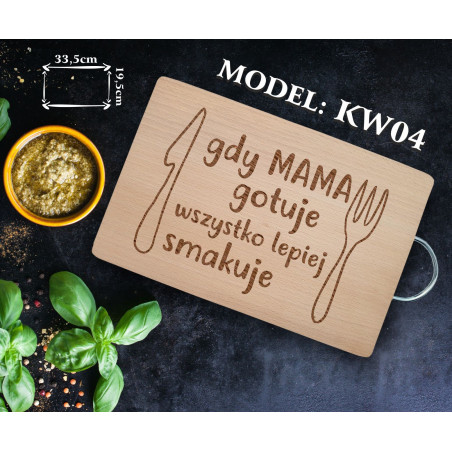 deska grawerowana GDY MAMA GOTUJE WSZYSTKO LEPIEJ SMAKUJE