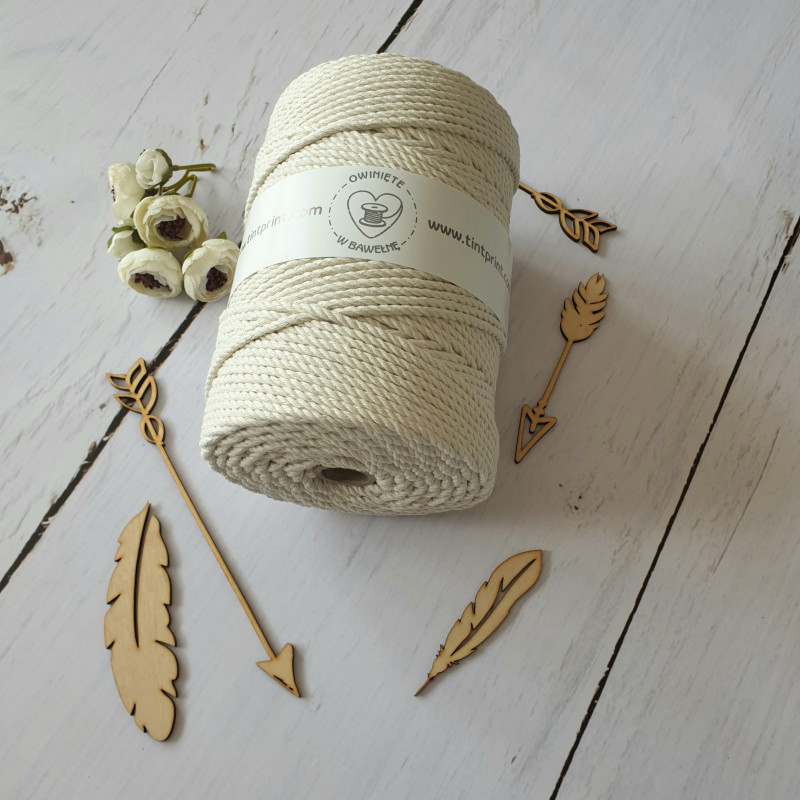 Sznurek skrecany 3ply naturalny 3mm 350m
