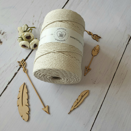 Sznurek skrecany 3ply naturalny 3mm 350m