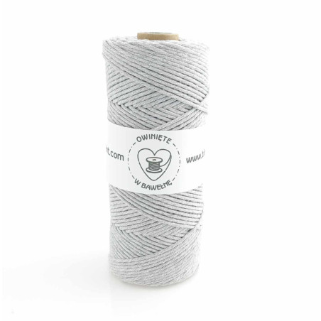 Szary - 3mm Sznurek bawełniany skręcany