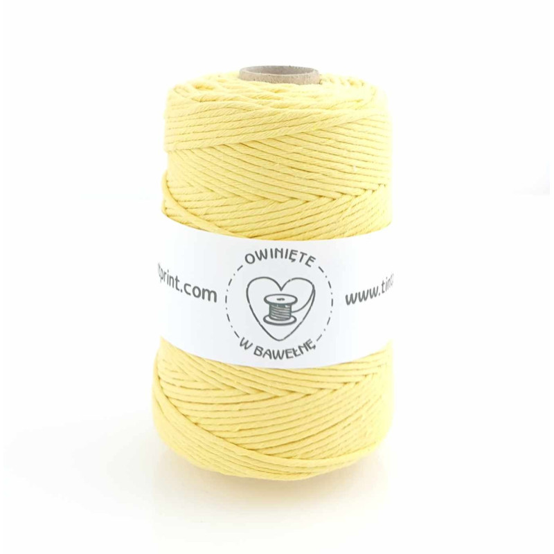 Bananowy - 3mm 200m Sznurek bawełniany skręcany Bananowy - 3mm 200m Sznurek bawełniany skręcany
