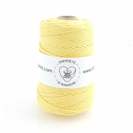 Bananowy  - 3mm 200m Sznurek bawełniany skręcany