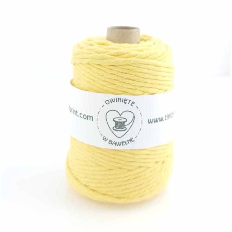 Bananowy - 5mm 100m Sznurek bawełniany skręcany Bananowy - 5mm 100m Sznurek bawełniany skręcany
