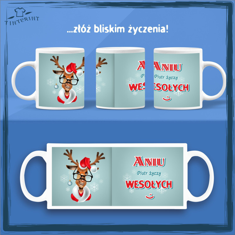 Imię życzy Wesołych kubek z nadrukiem Imię życzy Wesołych kubek z nadrukiem