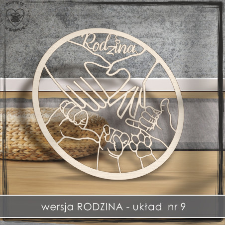 Obręcz rodzinna- ręce 9 , koło, baza do łapacza