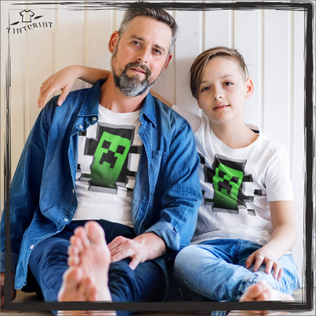 zestaw koszulek tata i syn Minecraft