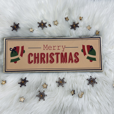 Drewniana tabliczka podłużna merry christmas kolor
