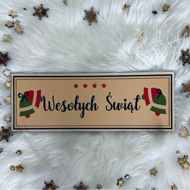 Drewniana tabliczka podłużna merry christmas kolor Drewniana tabliczka podłużna merry christmas kolor