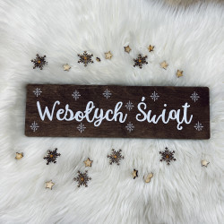 Drewniana tabliczka podłużna wesolych swiat 2  kolor