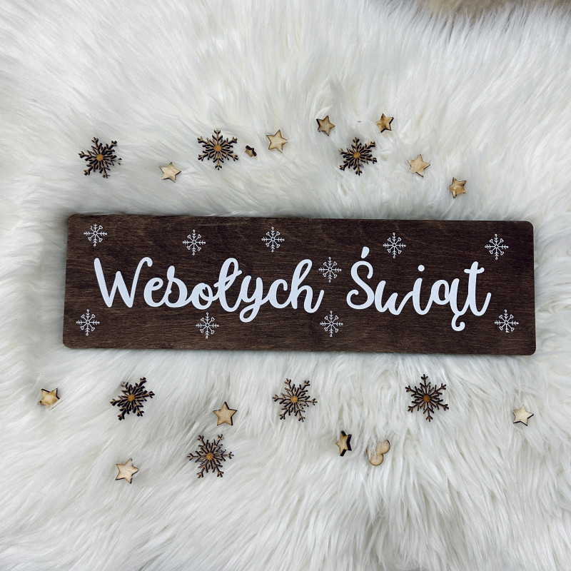 Drewniana tabliczka podłużna wesolych swiat 2 kolor Drewniana tabliczka podłużna wesolych swiat 2 kolor