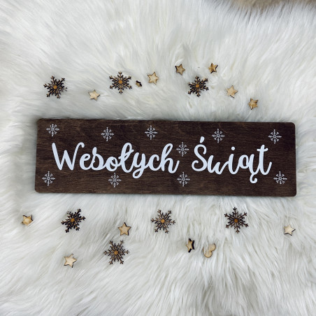 Drewniana tabliczka podłużna wesolych swiat 2  kolor