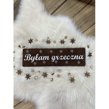 Drewniana tabliczka podłużna wesolych swiąt bejcowana