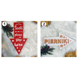Drewniana tabliczka Strzałka Santa