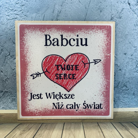 Tabliczka dzien babci serce z motylkiem