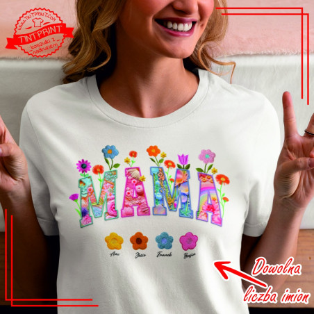 MAMA + imiona dzieci koszulka dla mamy