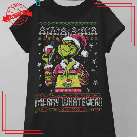 Koszulka "Merry Whatever!!" – Świąteczny Grinch z humorem
