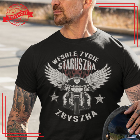 koszulka dla motocyklisty, personalizowana koszulka, wesołe życie staruszka