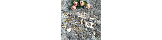 Drewniane napisy ze sklejki, scrapbooking
